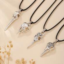 1 Piece New Unique Crow Skull Pendant Men's Necklace, Vintage Distressed Craftsmanship Hot-Selling Gothic Style Jewelry - 2 - 查看 2