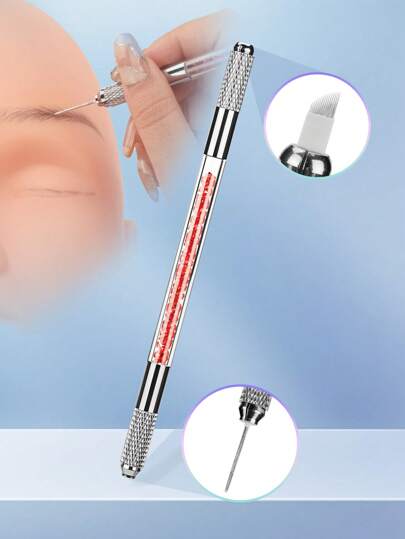2-i-1 mikrobladingpenna manuella tatueringspennor dubbelsidig klassisk skuggning ögonbrynsverktyg Tebori permanent makeup tillbehör 1 st