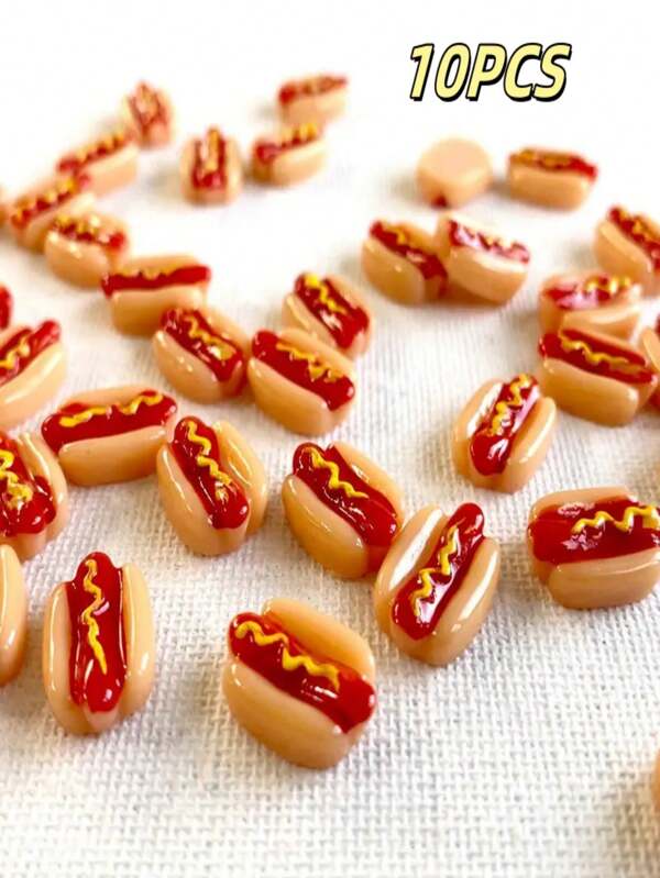 10 stuks mini hars hotdogbeelden, nep hotdog speelgoedhuisdecoraties, micro-landschap DIY ambachtelijke ornamenten, geschikt voor speelgoedhuisaccessoires, micro speelgoedhuisaccessoires