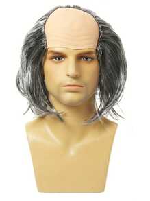 1 Stück lustiger kahlköpfiger grauer Perücke, Kostümperücke für Alten-Kostüm, Halloween Kostüm Rollenspiel Requisite, Party Deko Fotografie Requisite, Bühnenauftritt Accessoire