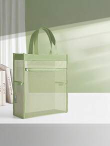 1 Pc Mesh File Folder Organizer Bag, Transparent Zipper Document Pouch With Label Stickers, Suitable For School Supplies, Exams, Homework,Back To School,School Supplies - Single Piece - View 16