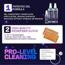HS Eyeglass Gel Lens Cleaner Spray Kit 2 X 8oz And 1 X 2oz Gel Eyeglasses Cleaner Spray Bottle + 2 Microfiber Cloth For Cleaning Safe For All Lenses AR Coated Included - 8盎司x2盎司凝膠噴霧+2塊超細纖維布 - 查看 4