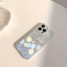 Funda para teléfono con diseño de tulipán, de gasa transparente, compatible con phone 16, 15, 14, 13, 12 Pro, 16, 15, 14 Plus, 13, 12, 11 Pro/X/XS Max. - Plateado - Ver 5