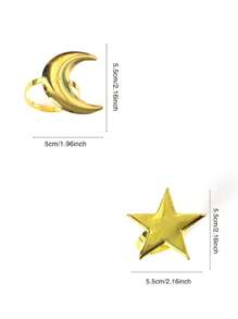 2/4/6 Stück, Stern Mond Servietten-Ring Kombinationsset, Al-Adha Servietten-Clips zum Dekorieren des Esstisches, goldener Mond Serviettenhalter