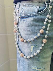 1 Stück modische Straßen Hip-Hop künstliche Kristall Strass Kugel Doppelschicht Taillenkette, handgemachte Körperkette für Männer und Frauen, geeignet für den täglichen Gebrauch