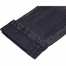 Back To School Boys Adjustable Waist Jeans: Cowboy Low Waist Ripped Cotton Straight Slim Pant - 黑色 - 查看 6