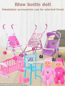 26cm Realistic Doll That Can Pee And Drink Water, With 4 Sound Effects, Comes With Bottle & Pacifier, Pink Bed, Children's Pretend Play Toy Gift (Outfit Pattern Random)