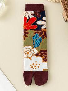 1 Pair Women's Japanese Style Two-Toe Socks, Skin-Friendly Soft And Fashionable Versatile