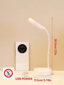 This LED Desk Lamp Is USB-Powered, With A Round Design, Portable And Compact. It Features 3-Color Dimming Function, And Is Easy To Fold And Bend, Suitable For Use In Bedroom, Nightstand, Small Desks, Dorms, Office Desks, And Other Spaces. - White - View 9