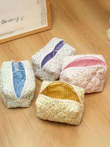 1 件大容量绗缝花卉化妆包，女士/女孩花卉迷人化妆包，便携式旅行化妆品收纳包，护肤包，情人节、母亲节、女士、旅行必需品、夏季礼物