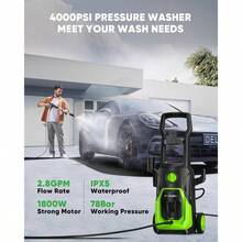POXURIO Electric Pressure Washer, 4000PSI 2.8GPM Power Washer, 3 - In - 1 Self - Priming High Pressure Washer, For Cars, Patio, Deck - Blue - View 4