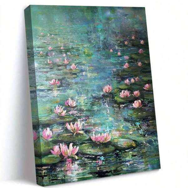 1pc Christmas Decorative Art] Monet's "Water Lilies" Canvas Art - Perfect Christmas Decoration For Living Room, Bedroom, Office, Bar, Cafe, Ideal Holiday Gift For Family And Friends, Vintage, Modern, Travel
