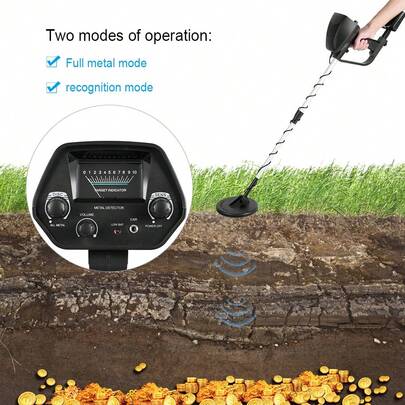 Detector de Metales Ajustable de Alta Sensibilidad con esfera resistente al agua, Detector de Metales Md 4030 Detectores de Metales Profesionales Detectores de Oro Cazadores de Tesoros Rastreadores para Profesionales y Aficionados al Bricolaje - Altura y longitud ajustables, se puede conectar a auriculares