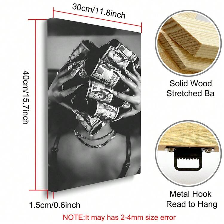 1 幅带框/无框时尚墙面艺术帆布海报印刷黑白简约奢华艺术时髦画，适用于宿舍、公寓、客厅、卧室、现代家居装饰 - 彩色 - 查看 12