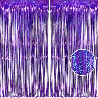 1-4m lila glittergardin - holografisk streamergardin, lyxig scenbakgrund för festival, ravefest med glittrande effekt, perfekt för bröllopsdag, födelsedag, företagsevenemang, jul, nyår, halloween, disco, väggbonad