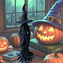 1 件万圣节树脂工艺品摆件、女巫和鬼魂摆件、家居装饰工艺品 - 彩色 - 查看 1