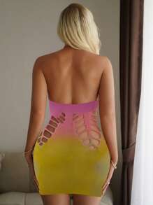 Women's Sexy Lingerie,Fishnet Lingerie Rainbow Bodycon Dress Rave Outfit For Women Mesh Chemise Babydoll Underwear