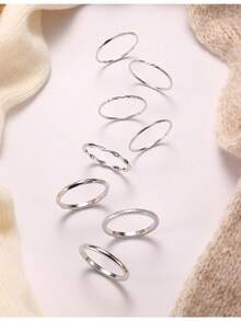 Milacolato 8Pcs 1MM 2MM Stainless Steel Rings For Women Men Minimalist Fashion Dainty Plain Thin Knuckle Stacking Midi Thumb Rings Stackable Statement Band Rings Set Silver Gold Tone Size 4-12 - 彩色 - 查看 5