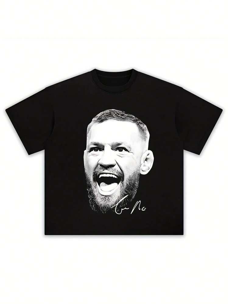 CONOR MCGREGOR NEW Comfortable Cotton Men'S Round Neck Short Sleeves T-Shirt 180g - 黑色 - 查看 2