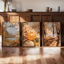 1/3 buc Set de imprimeuri Toamna în pădure, poster cu dovleci, peisaj montan și lac de toamnă, set de 3 imprimeuri, decor rustic natural, fotografie de toamnă 3 - Multicolor - Vizualizare 3