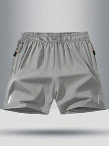 Boys' Loose Fit Solid Color Quick Dry Drawstring Waist Shorts, Breathable - Light Grey - View 1