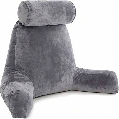FELIN Almohada de lectura grande, almohada con funda de terciopelo para adultos, adolescentes y niños; soporte lumbar, siéntese en la cama para eliminar el reflujo, resistente a las manchas, funda removible