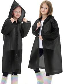 Pack Waterproof Raincoats Reusable,EVA Rain Ponchos Emergency Rain Children, Boys And Girls - Black (2-pack) - View 4