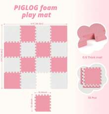 16 Tiles Baby Play Mat For Floor, EVA Foam Baby Floor Play Mat With 0.6 Inch Thick Interlocking Foam Tiles, Foam Floor Tiles For Baby, Toddlers And Kids