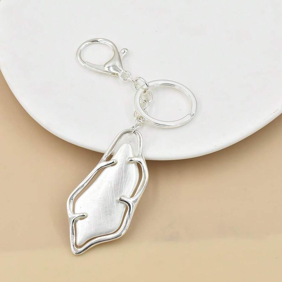 1 Peça Pingente e Chaveiro de Bolsa com Padrão Geométrico em Liga de Zinco Prata Antiga, Minimalista e Fashionável