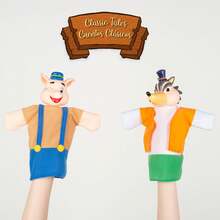 Color Baby Set teatro marionetas Los tres cerditos con 4 títeres de 25 cm, marionetas con los personajes del cuento clásico, materiales suaves y seguros, para representar historias, jugar en grupo o en familia ✅ Entrega 24/48h a España (península) - Negro - Ver 3