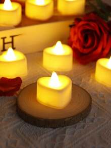 24个心形LED蜡烛，无焰浪漫爱情LED茶蜡，适用于浪漫之夜、情人节、周年纪念日、婚礼餐桌派对装饰，心形暖光LED茶蜡，爱情LED蜡烛，适合情人节、婚礼餐桌。 - 白色 - 查看 9