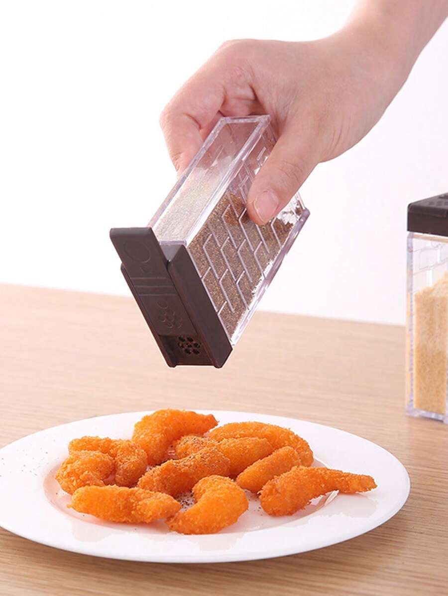 1 Set 6pcs Creative Transparent Two-Way Flip Seasoning Jars, Kitchen Storage Containers, Salt & Spice Shakers - Coffee Brown - View 1