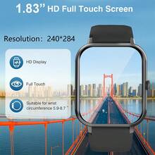 ساعة ذكية جديدة 2025 بشاشة كبيرة 1.83 بوصة، للجنسين، تصميم حزام مزدوج، بطارية 230mAh، دقة عالية، ألوان واضحة، ألوان حزام غنية، ميزات إشعارات الرسائل، الإجابة على المكالمات، التحكم السهل في الموسيقى، وضع الرياضة، حساب الخطوات، حساب السعرات الحرارية، متوافقة مع أنظمة أبل وأندرويد، عمر بطارية طويل، هدية رأس سنة رائعة - الأسود - مشاهدة 3