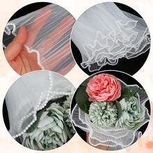4 Yards Flower Wrapping Mesh Paper Pearl Bouquet Packaging Paper Wrinkled Translucent Floral Wrapping Papers White Mesh Wrap Papers Party Favor Decor Florist Supplies Wedding - 白色 - 查看 4