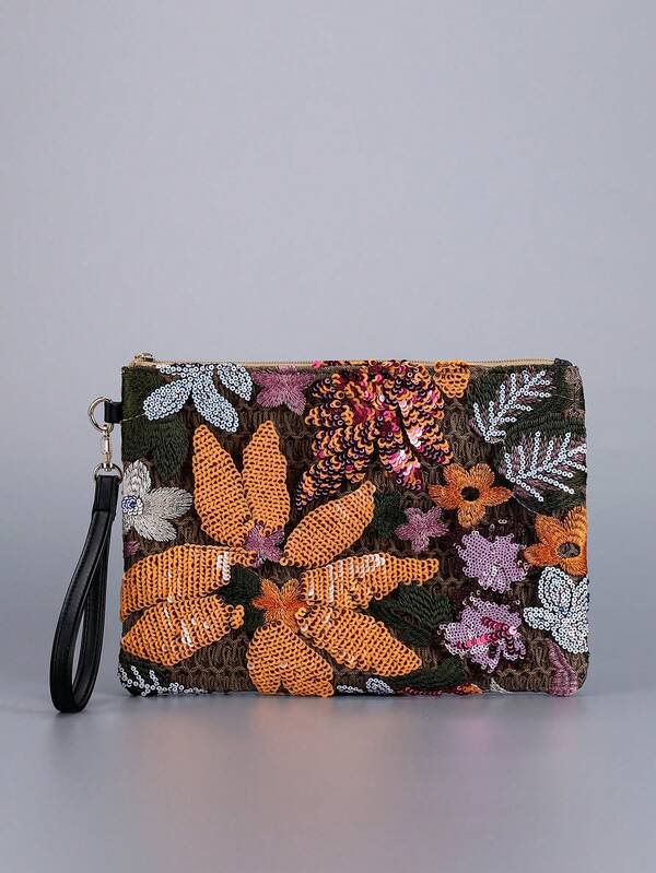 Nuova borsa hobo da donna con ricamo e paillettes: alla moda e delicata, questa borsa con paillettes a forma di fiore può essere usata anche come una elegante clutch. Con il suo affascinante bagliore, può essere utilizzata anche come borsa da sera. Ideale per feste, matrimoni, regali, crociere, appuntamenti e vacanze. (Le posizioni del motivo vengono tagliate casualmente.)