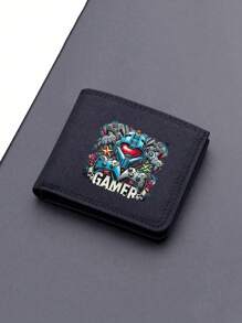 1 محفظة قماشية مطبوع عليها تصميم وحدة تحكم ألعاب كرتونية ملونة، تصميم فريد متعدد فتحات البطاقات، محفظة مزدوجة مع حامل بطاقات الائتمان، خفيفة الوزن وقابلة للحمل متعددة فتحات البطاقات، هدية مثالية للمراهقين