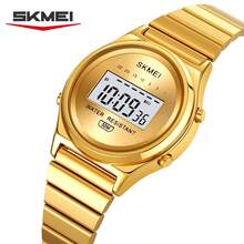 SKMEI 2521 圆形表盘数字运动手表，男女通用，奢华魅力不锈钢表带闹钟手表 - 均碼 - 查看 16