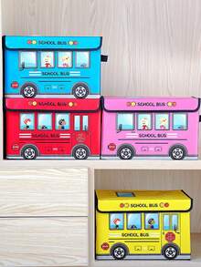 1pc Cartoon Toy Storage Box, Clothing Sorting Box, Car Pattern Cartoon Car Storage Box Can Be Folded Office Dormitory Clothing Storage Box, Waterproof And Moisture-Proof Students' Tools Snack Storage Box, Home Storage Stool Can Be Folded Storage Box ﻿ - Multicolor - View 6
