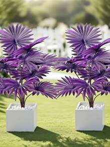 2 件大型 18/12 叶人造绿植，图案生动 - 黑色花盆中的紫色叶子，非常适合家庭、花园和活动装饰 - 非常适合母亲节、父亲节、婚礼、乔迁礼物、活动装饰 | 装饰性室内植物 | 免维护户外植物