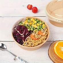 50 个带盖一次性纸碗 - 适用于沙拉、甜点和汤 - 非常适合外卖、露营和厨房使用，防水食品容器 - 彩色 - 查看 4