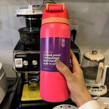 OwaIaCoral Pink-  Double Drinking Outdoor Picnic Ice Cow Cup, 320Z / 945ml Double Vacuum Household Outdoor Sports Water Bottle, Stainless Steel Insulated Ice Water Cup With Straw, 100% Leak-Proof Outdoor Bicycle Water Bottle, Suitable For Outdoor Sports, Cycling, Office, Home, Car, Camping And Trips{Beach/Camping Essential Accessories} - Màu Hồng  San hô - Xem 2