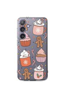 1 pieza Funda de teléfono suave con diseño de hombre de jengibre navideño compatible con iPhone, Honor, Redmi, Galaxy A04e/12/A13/A14/A34/A50/A52/A53/A54/S21/S22/S23/S24/S25/S25Ultra, 6A/7A/8A, 12T/13T, resistente al agua, a golpes y a arañazos