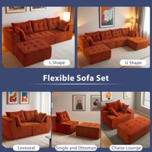 Cloud Modular Sofa, Modern Comfort Modular Corduroy Living Room Sofa, Tufted Recliner With Footstool, Boxed Sofa, No Assembly Required