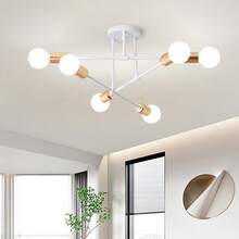 1pc Iron Art Small Living Room Lamp, Nordic Artificial Satellite Pendant Light, Multi-Color 6-Head Ceiling Light, Industrial Style Pendant Lamp (Excluding Bulbs) - Multicolor - View 5