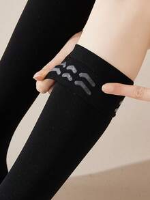 1 Pair Unisex Graduated Compression Thigh High Socks, Silicone Non-Slip Over-The-Knee Socks, Suitable For Various Sports, Can Effectively Improve Leg Adiposity (Please Purchase According To Recommended Size Based On Body Weight), Cozy - Black - View 7