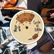 Rueda de acordes de círculo de quintas de herramienta melódica de madera, diagrama de acordes de guitarra de teoría musical para regalos de amantes de la música y la guitarra