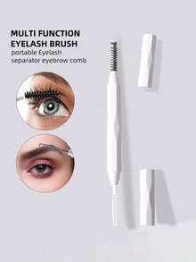 1支白色双头眉刷化妆刷睫毛卷翘眉梳美容工具便携式双头防尘不锈钢梳子带保护盖，两端多功能睫毛梳睫毛刷、眉刷、眼影刷、螺旋刷、螺旋刷、赠品 - 彩色 - 查看 1
