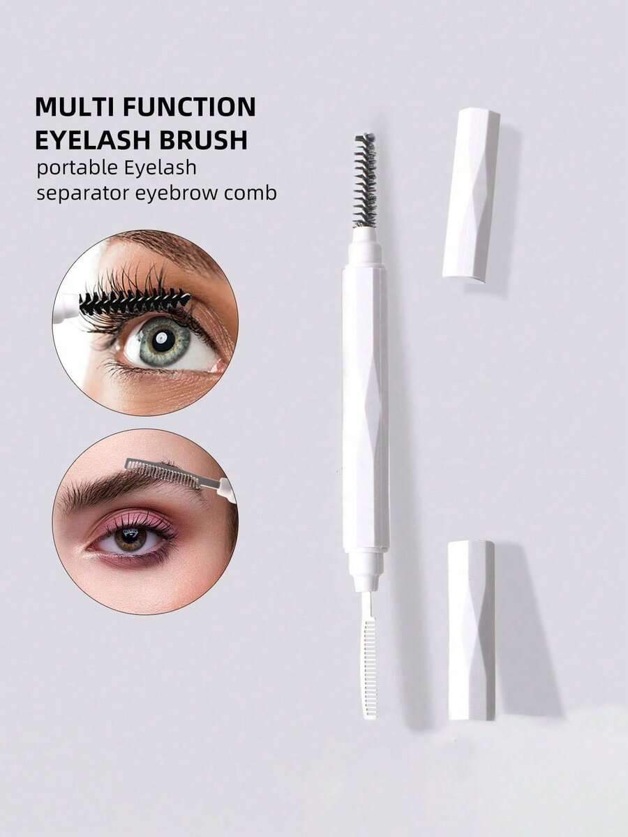 1支白色双头眉刷化妆刷睫毛卷翘眉梳美容工具便携式双头防尘不锈钢梳子带保护盖，两端多功能睫毛梳睫毛刷、眉刷、眼影刷、螺旋刷、螺旋刷、赠品 - 彩色 - 查看 1