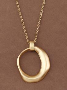 1 pieza Collar con colgante grande de estilo bohemio y cadena abierta en color plateado/dorado mate