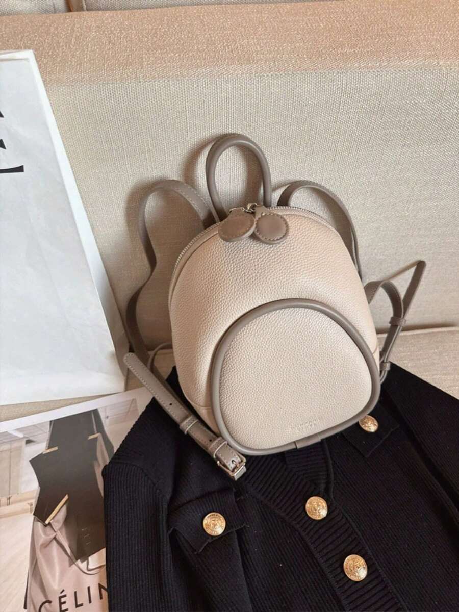 Backpack Ladies Simple Travel School Bag Small Bag - 卡其色 - 查看 1